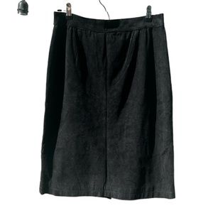 Vintage Leather Skirt Black High Waist Leather 10 Pencil Skirt